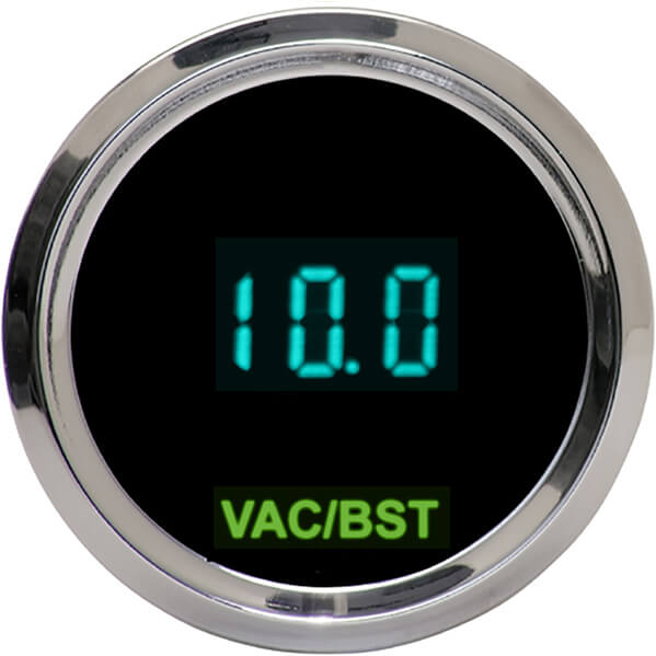Dakota Digital Round Vacuum/boost gauge, 21/16", Chrome Teal ODYR095C